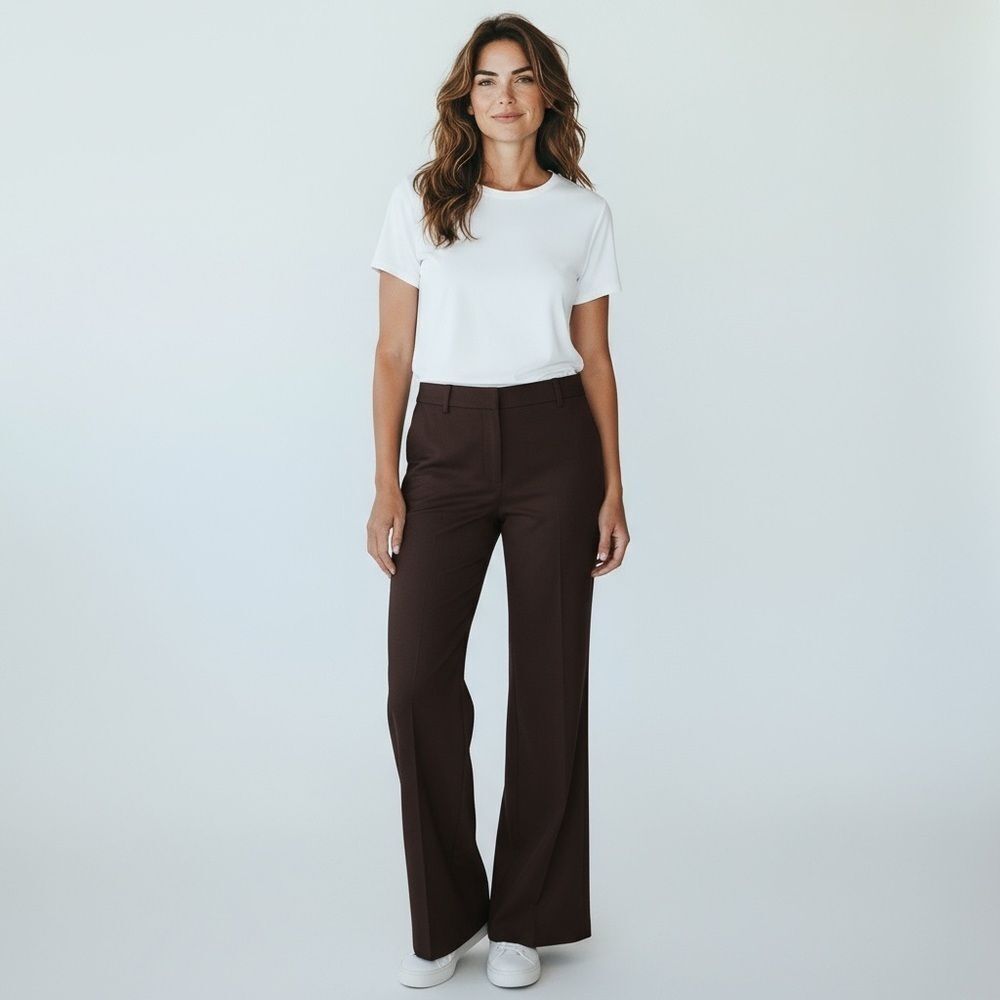 Michael Kors Dark Brown Wide-Leg Trousers